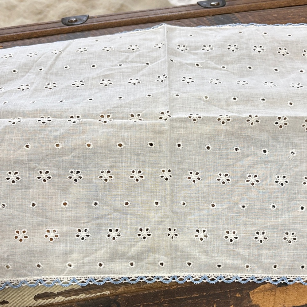 White Eyelet Lace dresser scarf